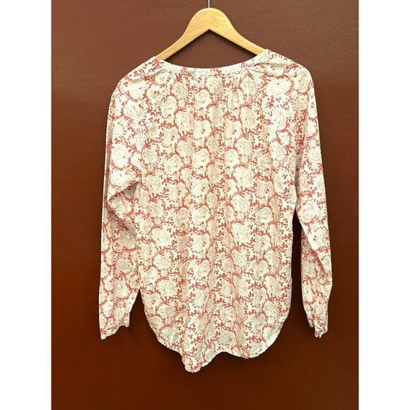 Xirena Women's Red Purple Button Up Tunic Style Paisley Printed Blouse Medium - Picture 5 of 8